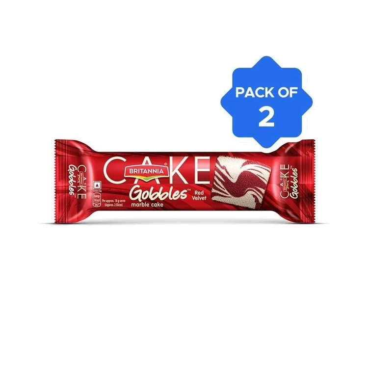 Britannia Gobbles Marble Slice Cake - Red Velvet - Pack of 2