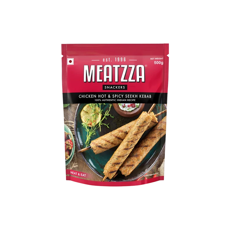 Meatzza Hot & Spicy Chicken Seekh Kebab (Frozen)