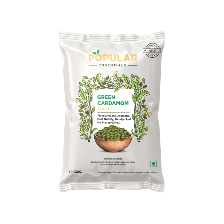 Popular Essentials Premium Green Cardamom Whole (Elaichi) (Hasiru Yelakki)