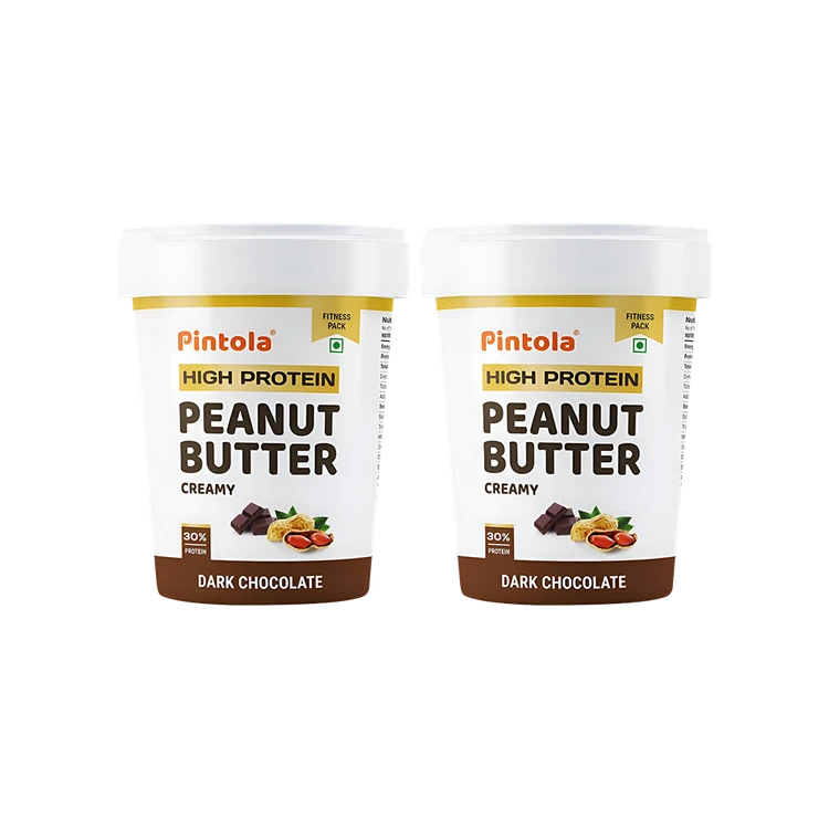 Pintola Dark Chocolate Creamy Peanut Butter (High Protein) - Pack of 2