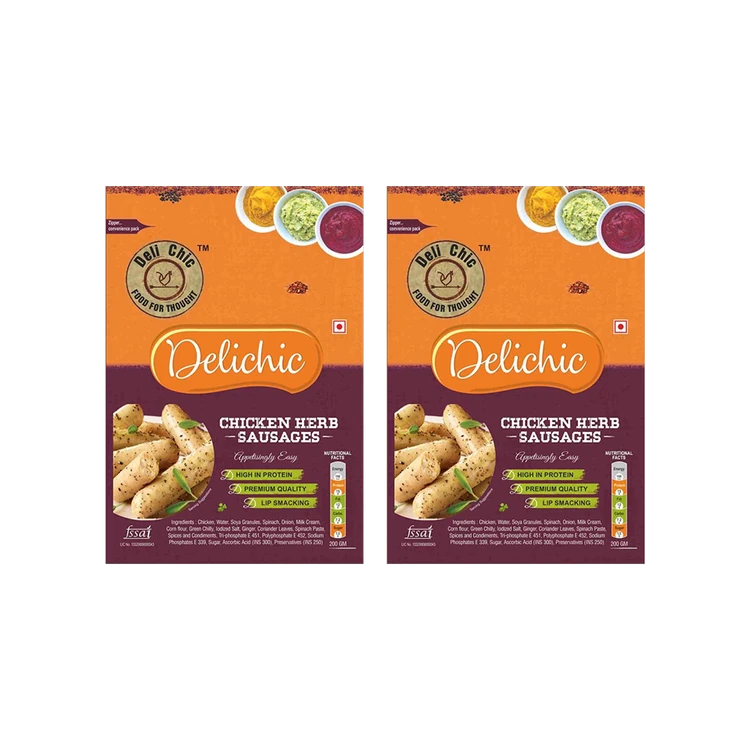 Delichic Herbs Chicken Sausage (Frozen) - Pack of 2