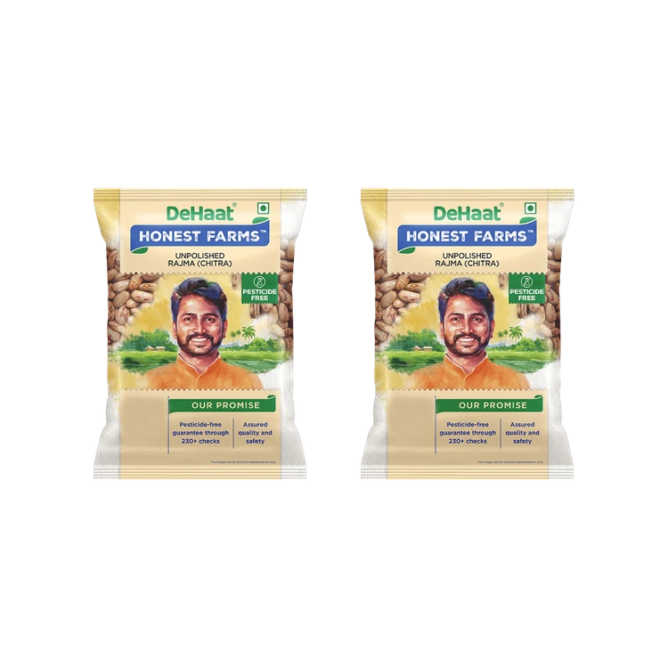 Dehaat Honest Farms Unpolished Pesticide-Free Rajma Chitra - Pack of 2