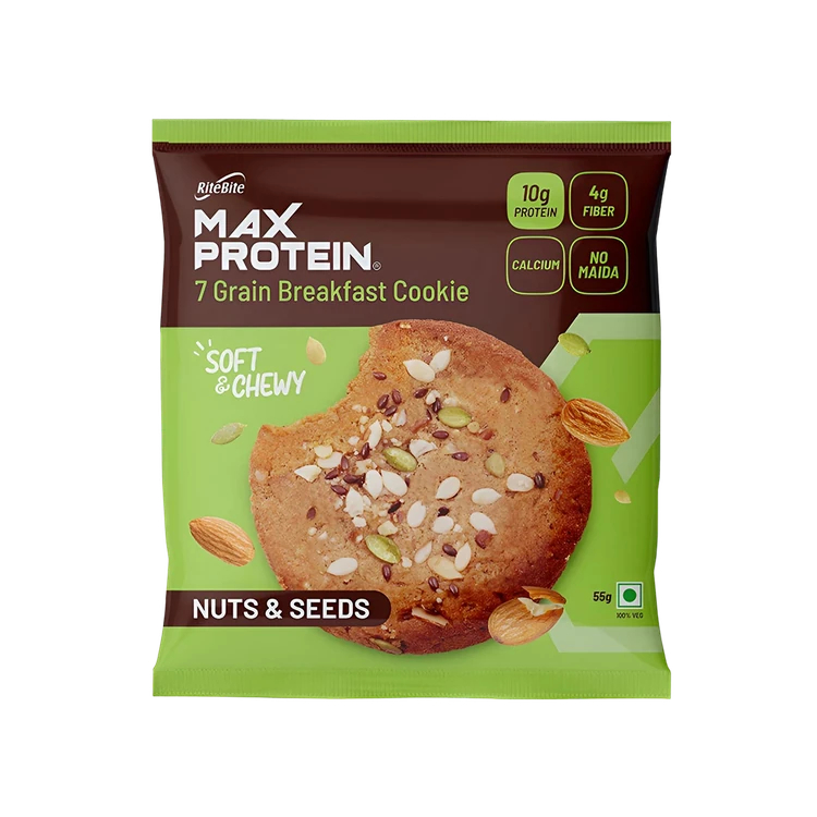 RiteBite Max Protein No Maida 7 Grains Nuts & Seeds 10 g Protein Cookies