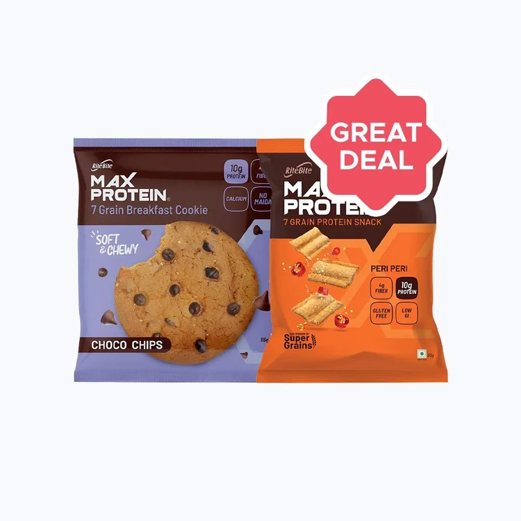 RiteBite Max Protein Choco Chips Cookies +  Max Protein Peri Peri Chips Combo