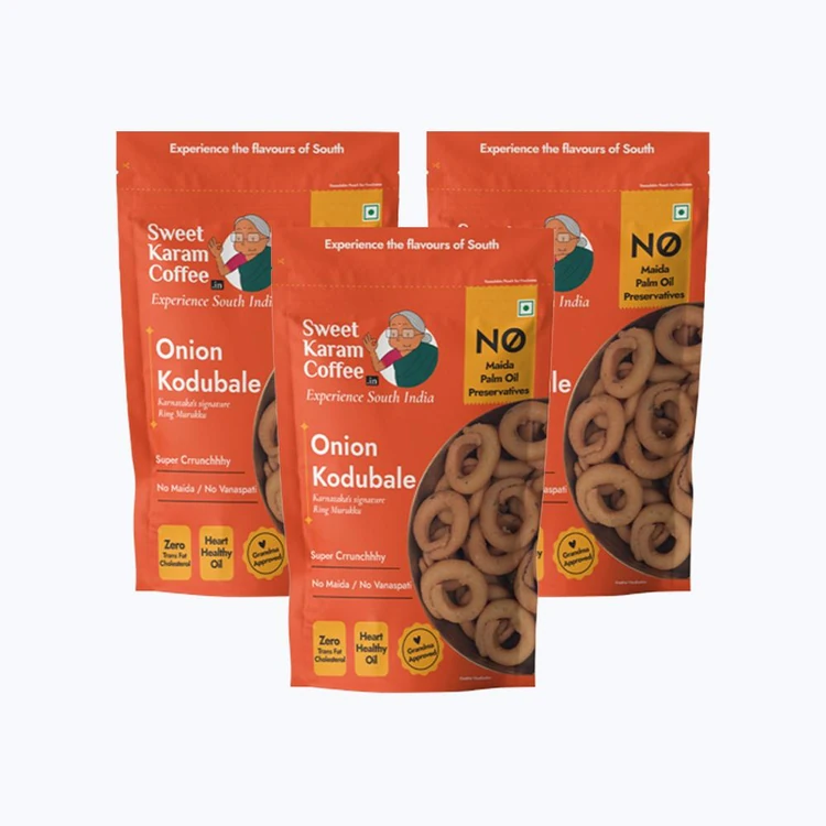 Sweet Karam Coffee Onion Kodubale/ Chakli, - No Palm Oil - Pack of 3