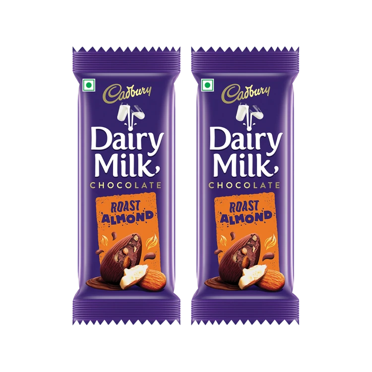 Cadbury Dairy Milk Roast Almond Milk Chocolate Bar - Pack of 2