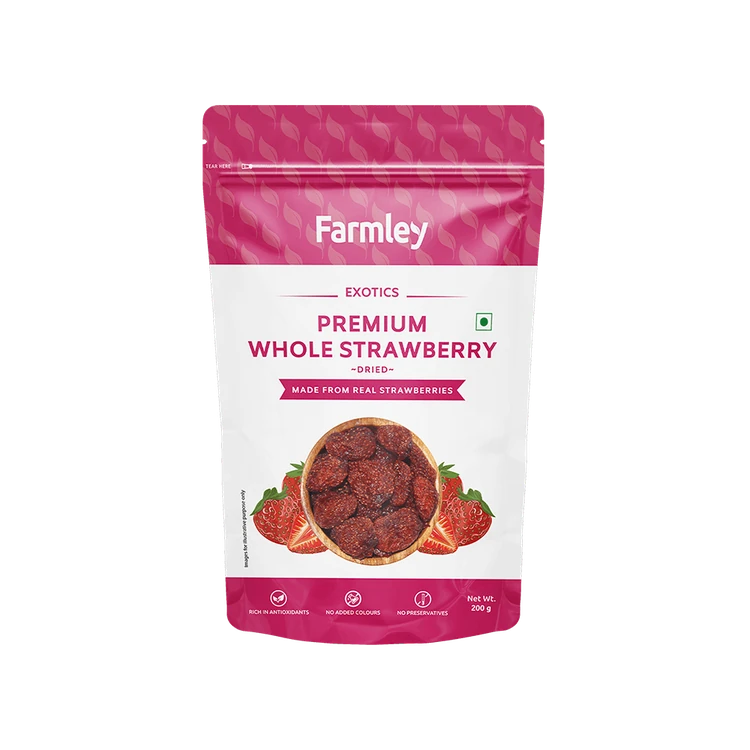 Farmley Exotics Premium Whole Dried Strawberry (Ona Strawberry)