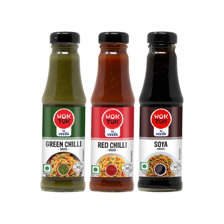 Wok Tok by Veeba Red Chilli + Green Chilli + Soya Drizzle Sauce Combo