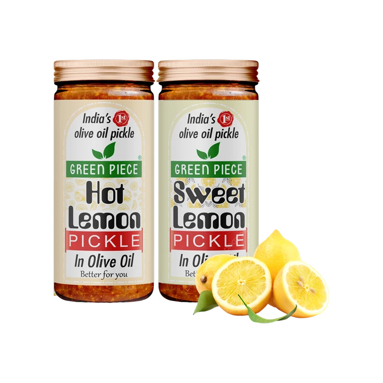 GREEN PIECE Hot & Sweet Lime Pickle In Olive Oil
