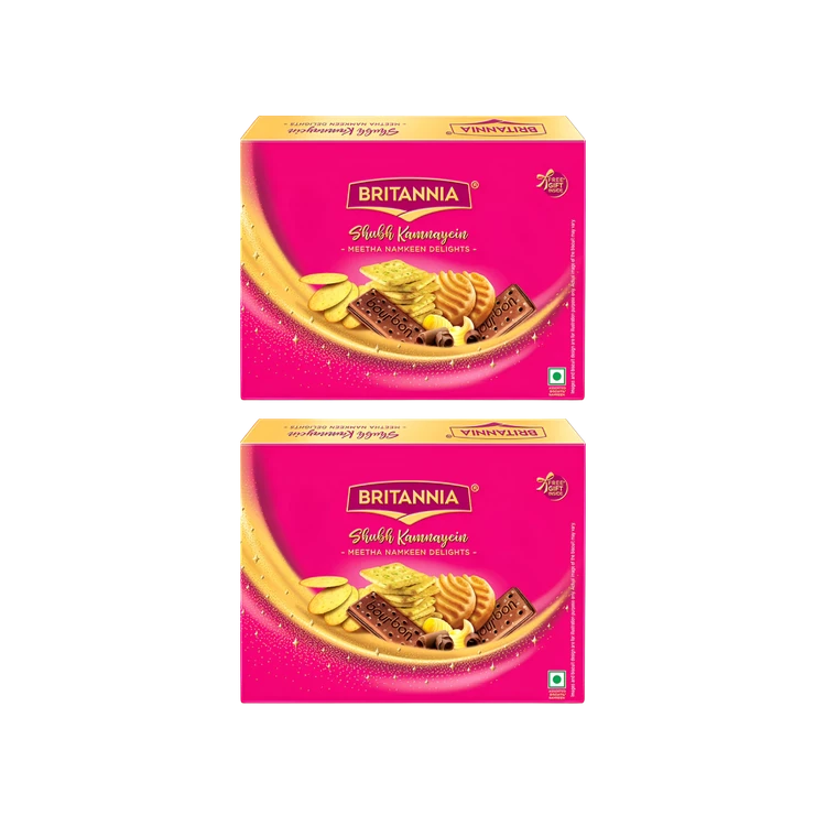 Britannia Shubhkamnaye Meetha Namkeen Delights Biscuits Gift Pack - Pack of 2