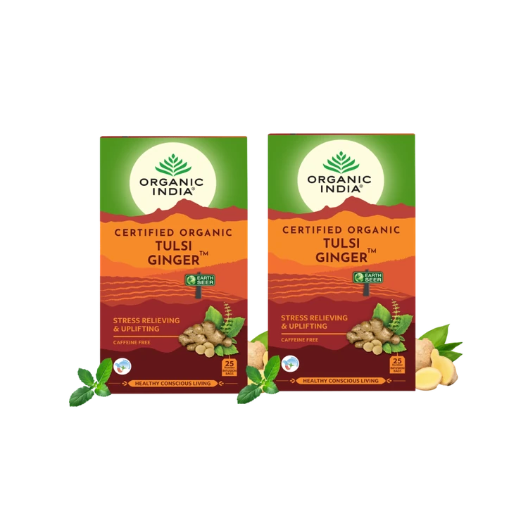 Organic India Tulsi Ginger Tea Bags - Pack of 2