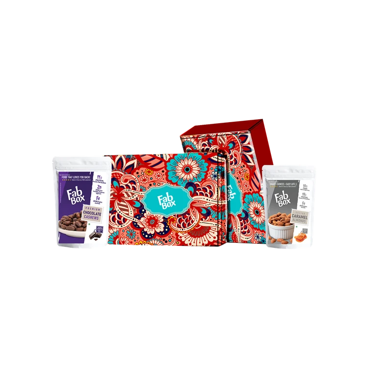 FabBox Gourmet Nuts Gift Hamper (Caramel Almonds & Premium Chocolate Cashews)