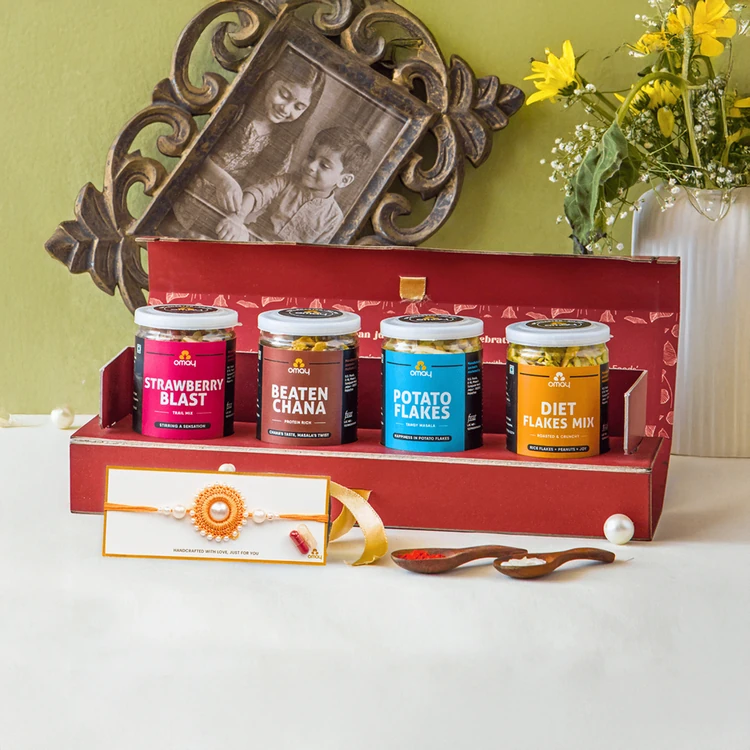 Omay Foods Foods Gift Pack with Rakhi & Roli-Chawal