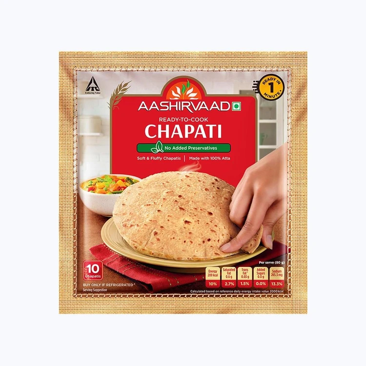Aashirvaad Ready to Cook Wheat Chapati (10 pieces)