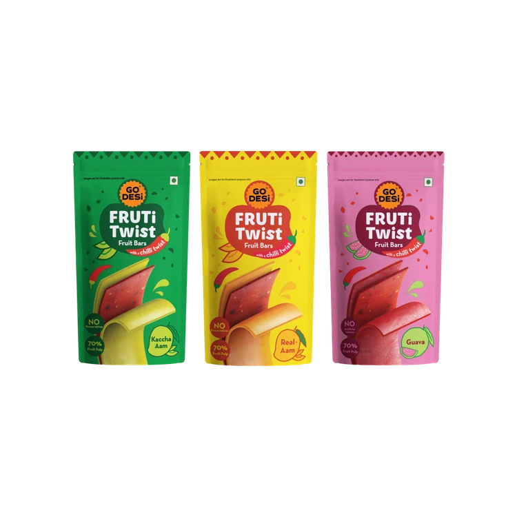 GO DESI Fruti Twist Fruit Bar (Real Aam) +  Fruti Twist Fruit Bar (Kaccha Aam) +  Fruti Twist Fruit Bar (Guava) Combo