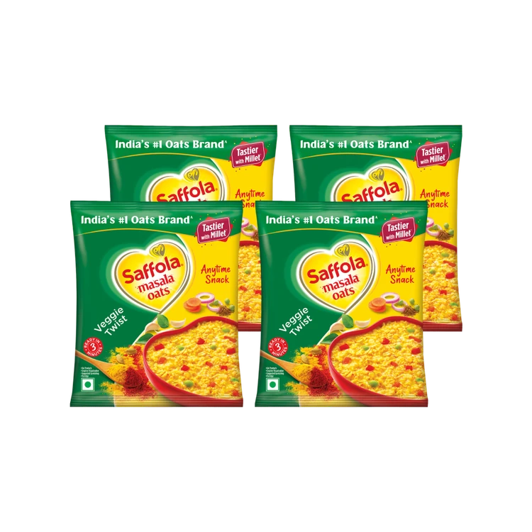 Saffola Masala Veggie Twist Oats - Pack of 4