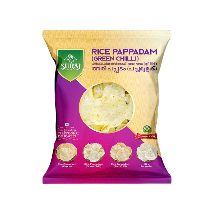 Manjula's Suraj Foods Rice Papad (Green Chilli)