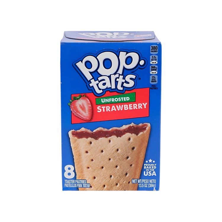 Kellogg's Pop Tarts Unfrosted Strawberry Pack of 8 Toaster Pastry