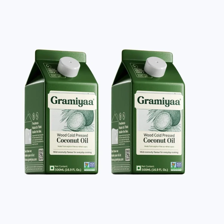 Gramiyaa Wood Cold Pressed Coconut Oil - Pack of 2 (Thengina Enne)