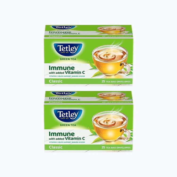 Tetley Classic Green Tea Bags (Immune with added Vitamin C) - Pack of 2