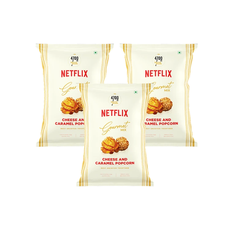 4700BC Netflix Cheese & Caramel Popcorn, Gourmet - Pack of 3