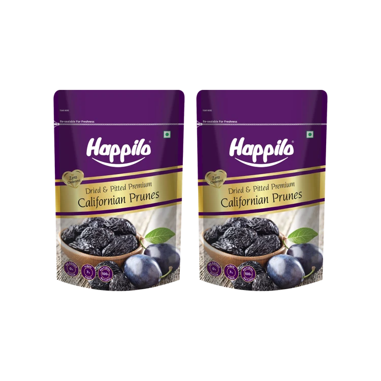 Happilo Premium Californian Pitted Prunes - Pack of 2 (Onte Drakshi)