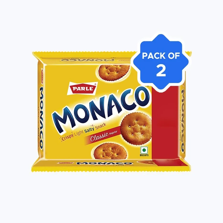Parle Monaco Light Salty Classic Regular Biscuit - Pack of 2