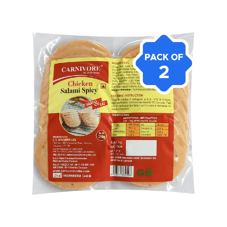 Carnivore Chicken Spicy Salami (Frozen) - Pack of 2