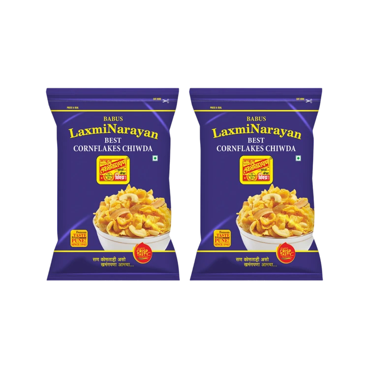 Babus LaxmiNarayan Best Chiwda Corn Flakes Chivda Namkeen - Pack of 2