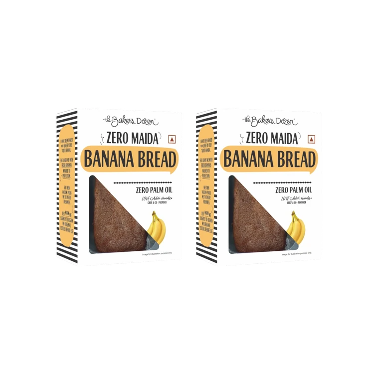 The Baker's Dozen Zero Maida Banana Bread, Whole Wheat - Pack of 2