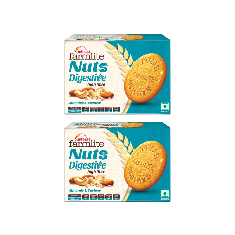 Sunfeast Farmlite Nuts Digestive Biscuit (Almonds & Cashews) - Pack of 2
