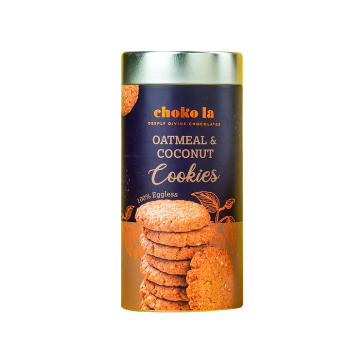Choko La Eggless Oatmeal and Coconut Cookies