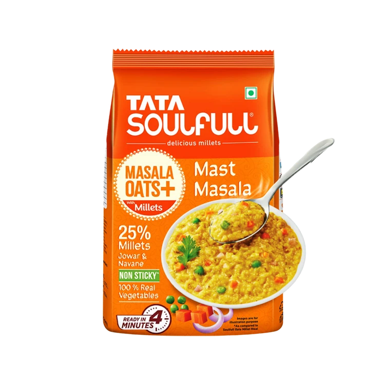 Tata Soulfull Mast Masala Oats With 25% Millets, Non sticky