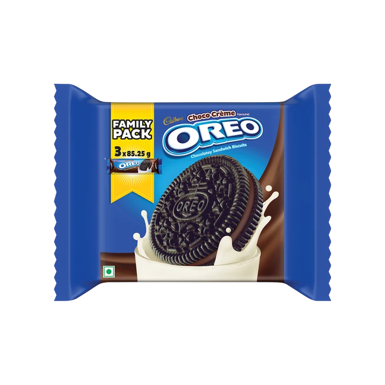 Cadbury Oreo Chocolate Flavour Crème Sandwich Cream Biscuits Family Pack