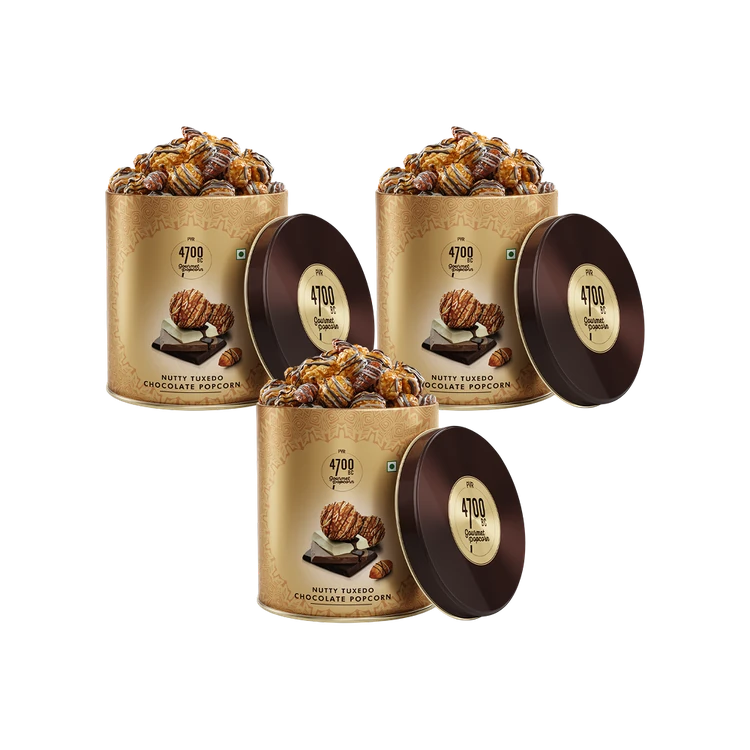 4700BC Nutty Tuxedo Chocolate Popcorn, Gourmet Tin - Pack of 3