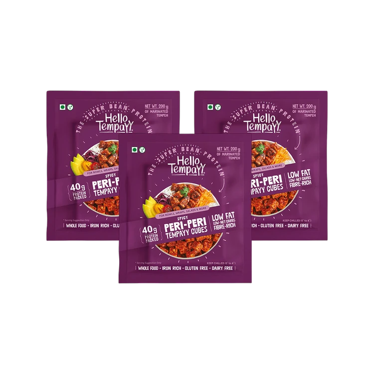 Hello Tempayy 40g Protein Peri Peri Tempeh Cubes - Pack of 3