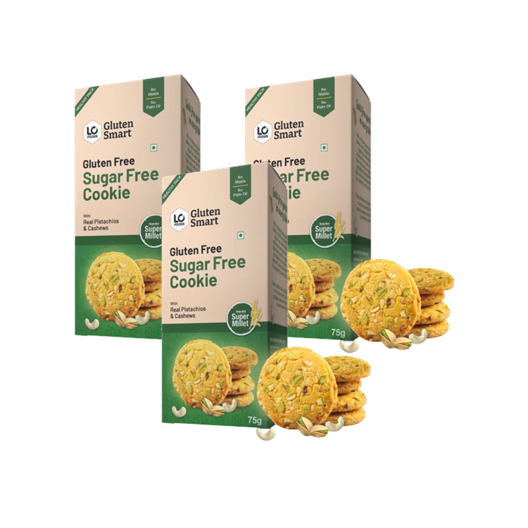 Lo! Foods Gluten Free Pista Cookies (Sugar Free) - Pack of 3