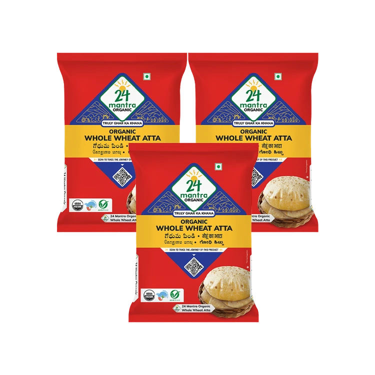 24 Mantra Organic Premium Whole Wheat Atta - Pack of 3