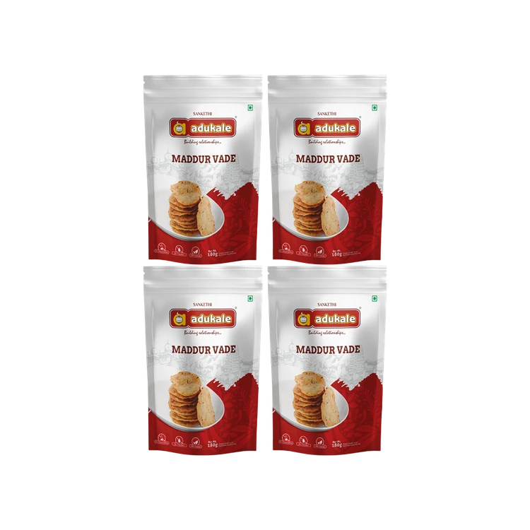 Adukale Maddur Vade Namkeen Snacks - Pack of 4