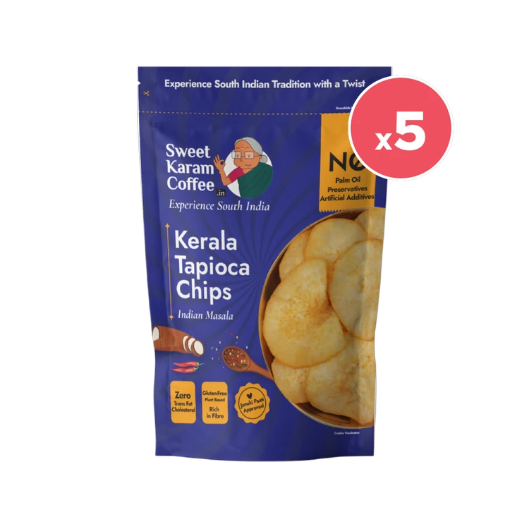 Sweet Karam Coffee Kerala Tapioca Chips - Indian Masala - Pack of 5