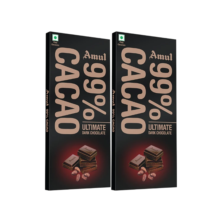 Amul 99% Cacao Dark Chocolate Bar - Pack of 2