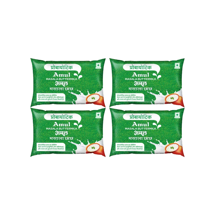 Amul Probiotic Masala Salted Buttermilk - Pack of 4