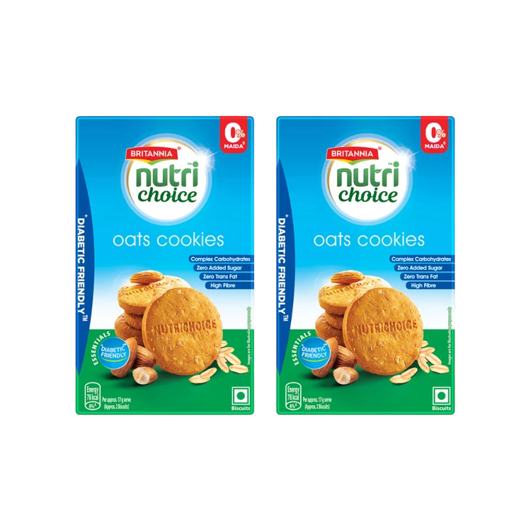 Britannia NutriChoice Oats Cookies (Diabetic Friendly) - Pack of 2