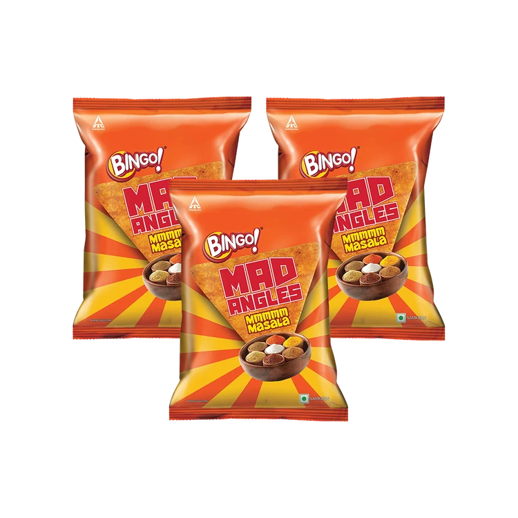 Bingo Mad Angles Masala Madness Crisps - Pack of 3