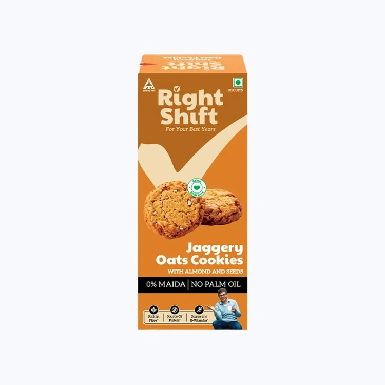Right Shift Jaggery Oats 0% Maida Cookies | 0% Refined Sugar