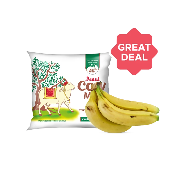 Amul Cow Fresh Milk + Banana Combo