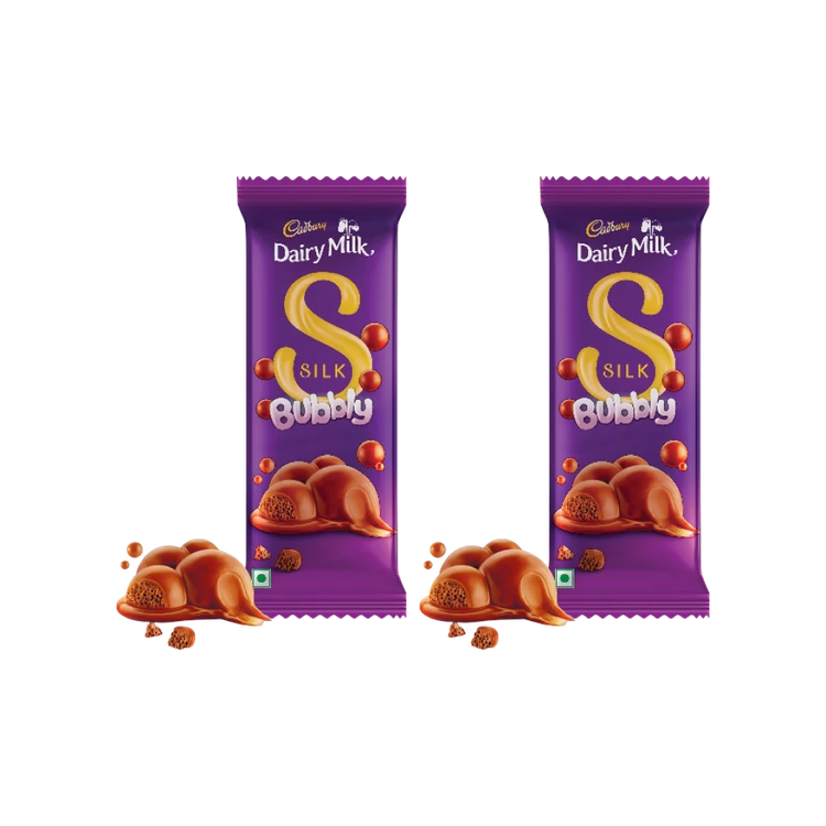 Cadbury Dairy Milk Silk Bubbly Small Milk Chocolate Bar - Pack of 2
