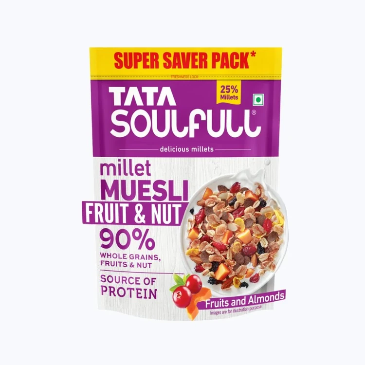 Tata Soulfull Millet Muesli With 90% Fruits, Nut & Wholegrain Cereal