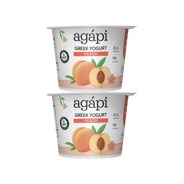 Agapi Peach Flavoured Greek Yogurt - Pack of 2