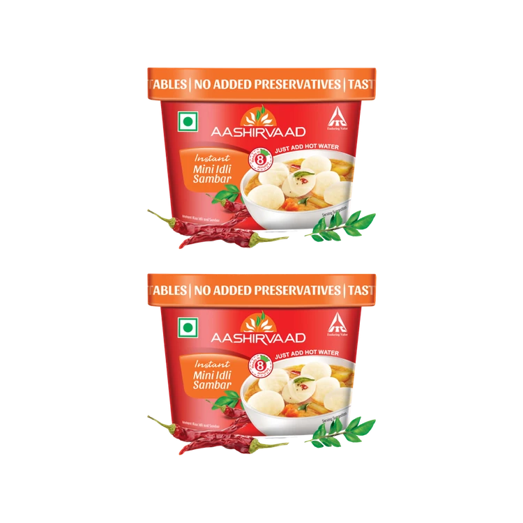 Aashirvaad Instant Mini Idli Sambhar Ready to Eat - Pack of 2